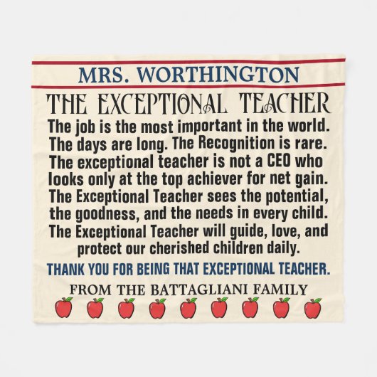 BUITENGEWONE leraar dank u Fleece Deken (Voorkant (Horizontaal))