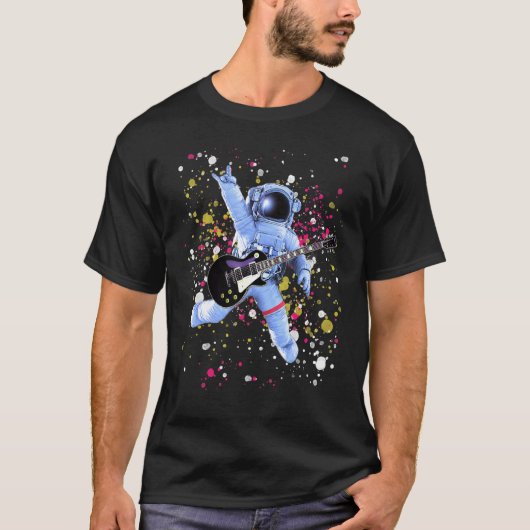Buitengewone Rockster Astronaut Gitarist T-shirt (Voorkant)