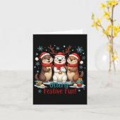 Buitengewoon feestelijke leuke kerst otter dieren kaart (Gele Bloem)