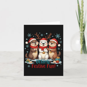 Buitengewoon feestelijke leuke kerst otter dieren kaart