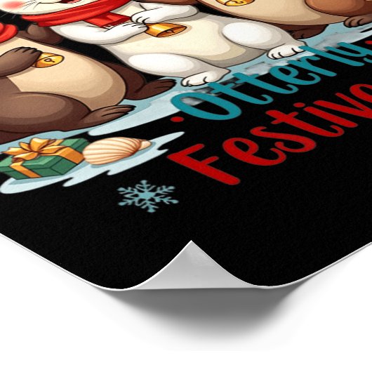 Buitengewoon feestelijke leuke kerst otter dieren poster (Hoek)