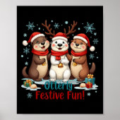 Buitengewoon feestelijke leuke kerst otter dieren poster (Voorkant)