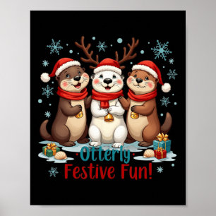 Buitengewoon feestelijke leuke kerst otter dieren poster