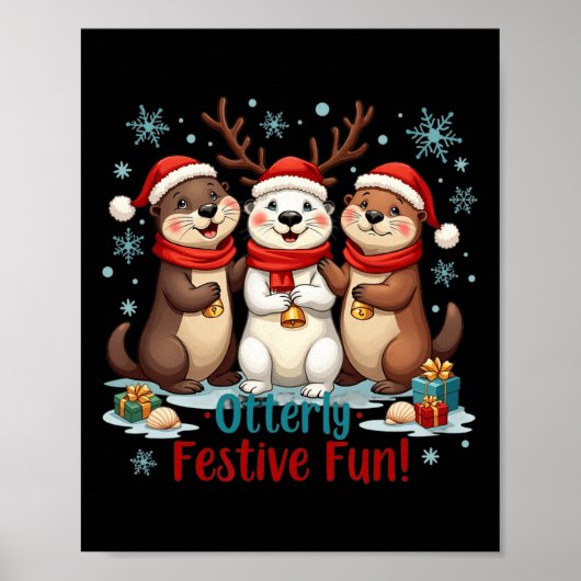Buitengewoon feestelijke leuke kerst otter dieren poster (Voorkant)
