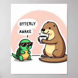 Buitengewoon wakker - schattige dierenwoordspeling poster