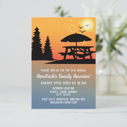 Buitengezinshereniging of vakantie-uitnodiging save the date (Staand voorkant)