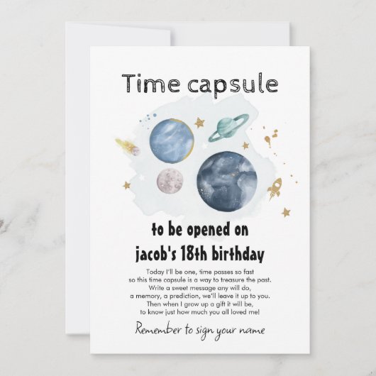 Buitengheidstijd Capsule Eerste verjaardag Kaart (Voorkant)