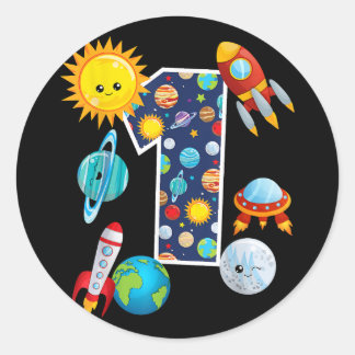 Buitengoosterplijn 1 jaar oude 1e verjaardag P Ronde Sticker