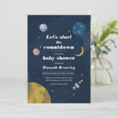 Buitengrens Aftellen Modern Baby shower Kaart (Staand voorkant)