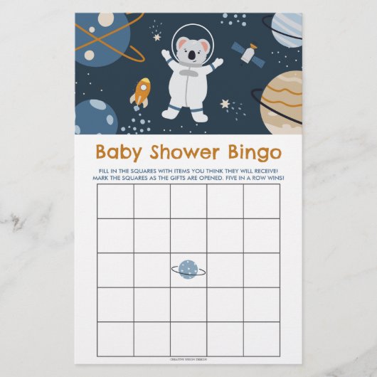 Buitengrens Baby shower Bingo Game (Voorkant)
