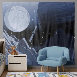 Buitengrens Planet Solar System Children's Space Wandkleed