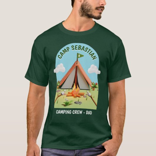 Buitenkampvuur Camping Crew Dad Verjaardagsfeest T-shirt (Voorkant)