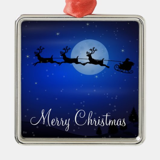 Buitenkerstversiering - Kerstman en rendieren Metalen Ornament (Voorkant)