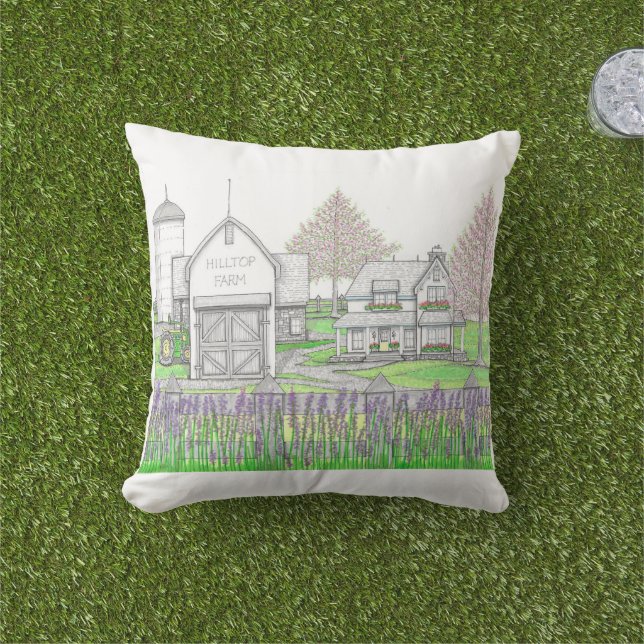 Buitenkussen; Boerderij met Paars Buitenkussen (Gras)