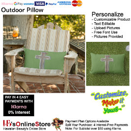 Buitenkussen met groene achtergrond