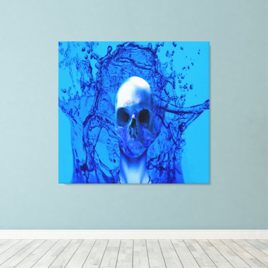 Buitenlands blauw schedel canvas afdruk (Insitu (Houten vloer))