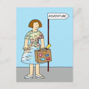 buitenlandse avontuurlijke reis voor haar briefkaart