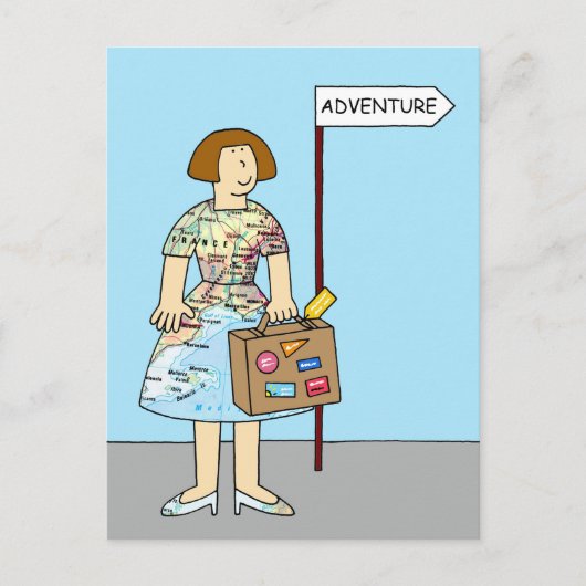 buitenlandse avontuurlijke reis voor haar briefkaart (Voorkant)