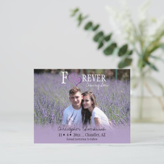 BUITENLANDSE BEWAART U de datum waarop Paars verbo Aankondiging (Staand voorkant)