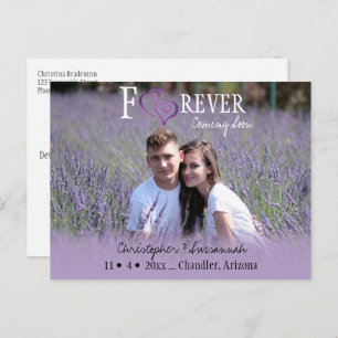 BUITENLANDSE BEWAART U de datum waarop Paars verbo Aankondigingskaart