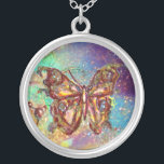 BUITENLANDSE BUITENLANDSE ZUIVEREN, blauwe groen Zilver Vergulden Ketting<br><div class="desc">Elegante en kleurrijke vlinder. Schilderen met gouden en zilverfolie.</div>