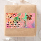 BUITENLANDSE BUITENVERPAKKING, roze groen Etiket (Insitu)