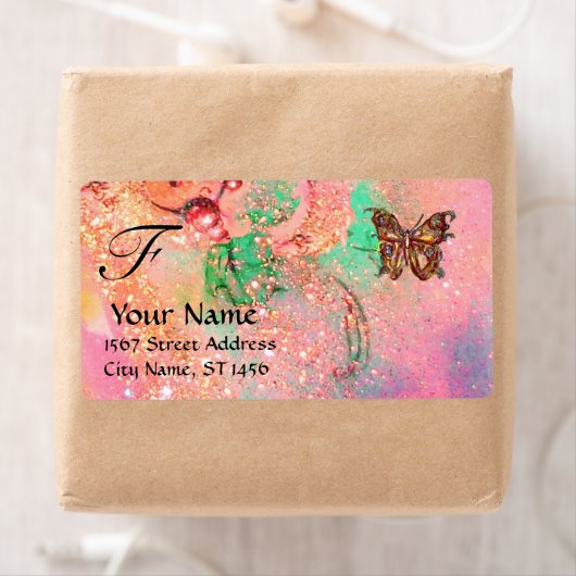 BUITENLANDSE BUITENVERPAKKING, roze groen Etiket (Insitu)