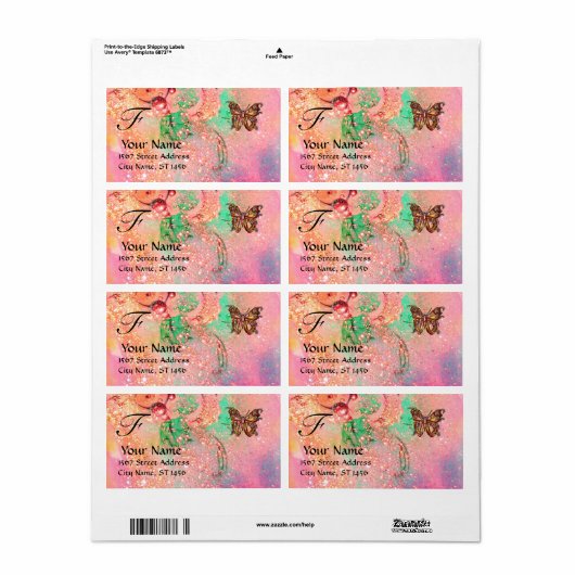 BUITENLANDSE BUITENVERPAKKING, roze groen Etiket (Full Sheet)