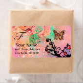 BUITENLANDSE BUITENVERPAKKING, roze groen Etiket (Insitu)