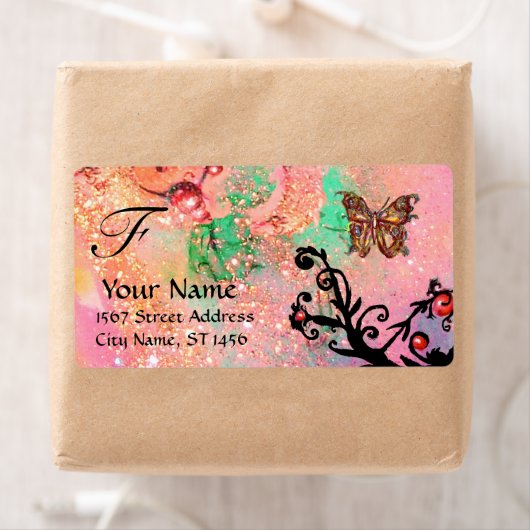 BUITENLANDSE BUITENVERPAKKING, roze groen Etiket (Insitu)