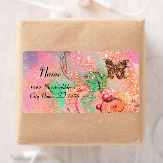 BUITENLANDSE BUITENVERPAKKING, roze groen Etiket (Insitu)