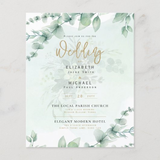 BUITENLANDSE Eucalyptus Wedding INVITE (Voorkant)