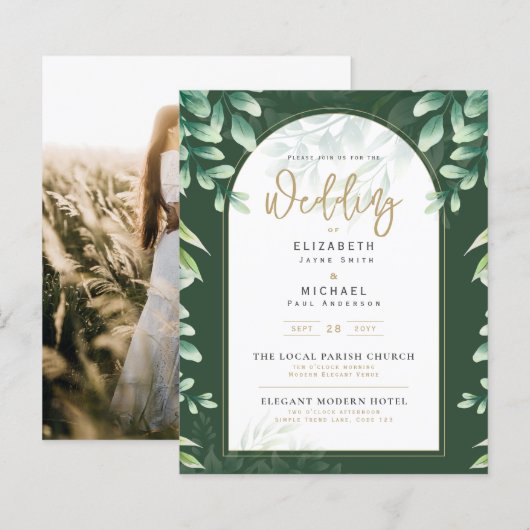 BUITENLANDSE Eucalyptus Wedding INVITE (Voorkant / Achterkant)