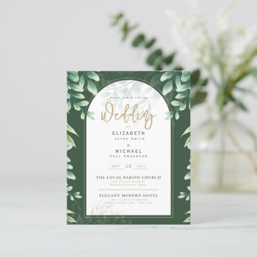 BUITENLANDSE Eucalyptus Wedding INVITE (Staand voorkant)