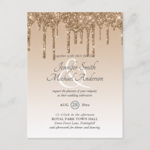 BUITENLANDSE Glitter Drijvende WEDDING INVITE Briefkaart