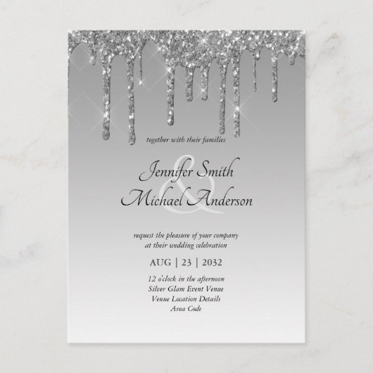 BUITENLANDSE Glitteruitdrukking WEDDING INVITE Briefkaart (Voorkant)