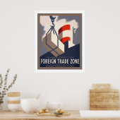 Buitenlandse handelszone ~  Adverteren Poster (Keuken)