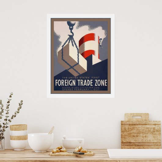 Buitenlandse handelszone ~  Adverteren Poster (Keuken)