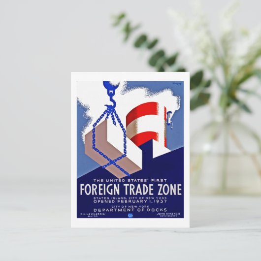 Buitenlandse handelszone briefkaart (Staand voorkant)