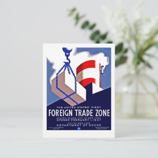 Buitenlandse handelszone briefkaart (Staand voorkant)