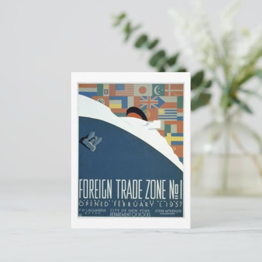  buitenlandse handelszone Oceaan Liner Flags Briefkaart (Staand voorkant)