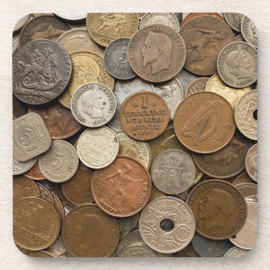  BUITENLANDSE MUNTEN BEVERAGE KASTER BIER ONDERZETTER (Voorkant)