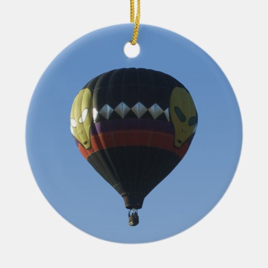 Buitenluchtballon met kerstversiering keramisch ornament (Voorkant)