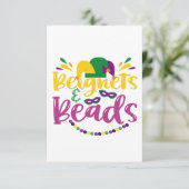 Buitennetten en kralen Funny Mardi Gras Carnival G Bedankkaart (Staand voorkant)