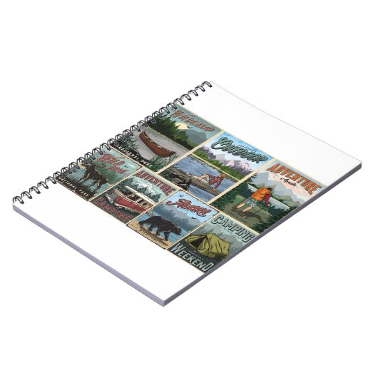 Buitenrecreatie vintage posters met kano's notitieboek (Linkerzijde)