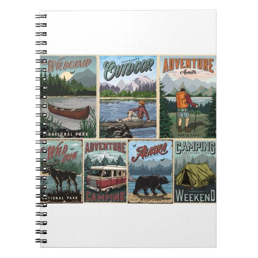 Buitenrecreatie vintage posters met kano's notitieboek (Voorkant)