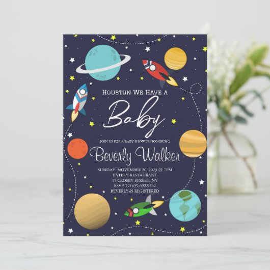 BuitenruimBaby shower Houston We hebben een jongen Kaart (Staand voorkant)