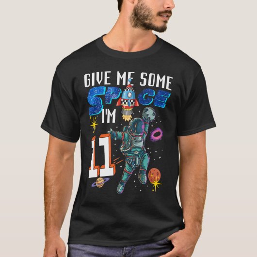 Buitenruimte 11 jaar oude 11e Bithday Space Ship P T-shirt (Voorkant)