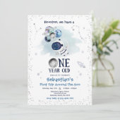 Buitenruimte 1e verjaardag Astronaut Rocket  Kaart (Staand voorkant)