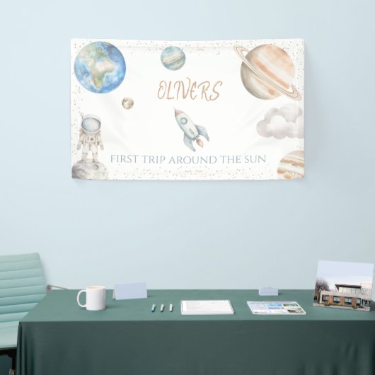 Buitenruimte 1e verjaardag Eerste reis rond de zon Spandoek (Beurs)